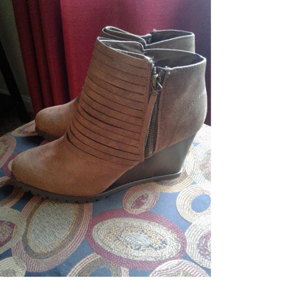 Sugar Brown Suede Wedge Booties